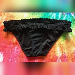 black victoria's secret bikini bottom with lace trim